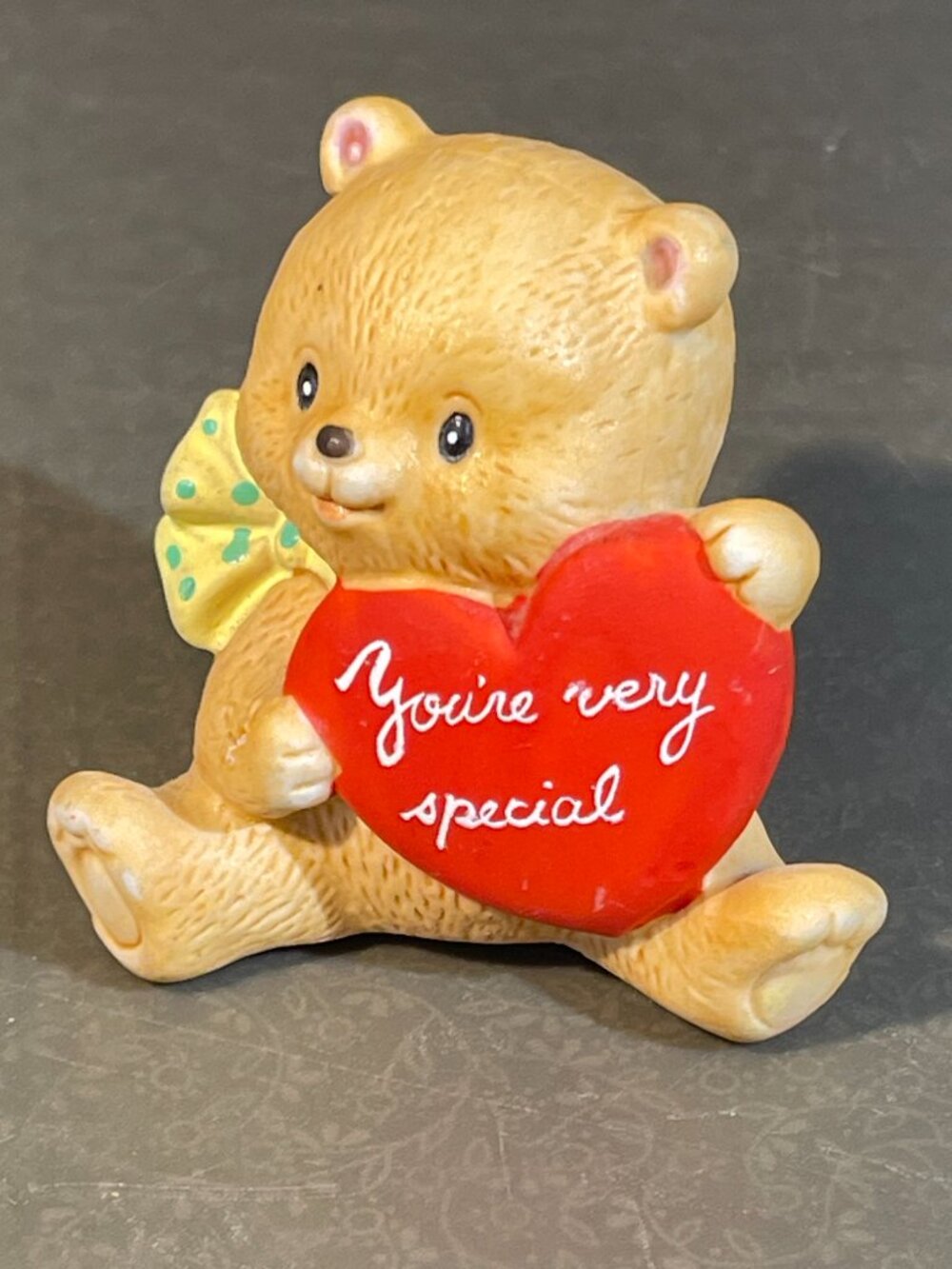 Russ Berrie & Co. Porcelain Bear "You're Very Special" Holding Heart 2" (824)